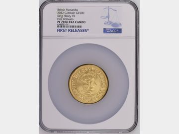 2022 ELIZABETH II 'HENRY VII' GOLD 5oz PROOF 500 POUND COIN PF70 UCAM