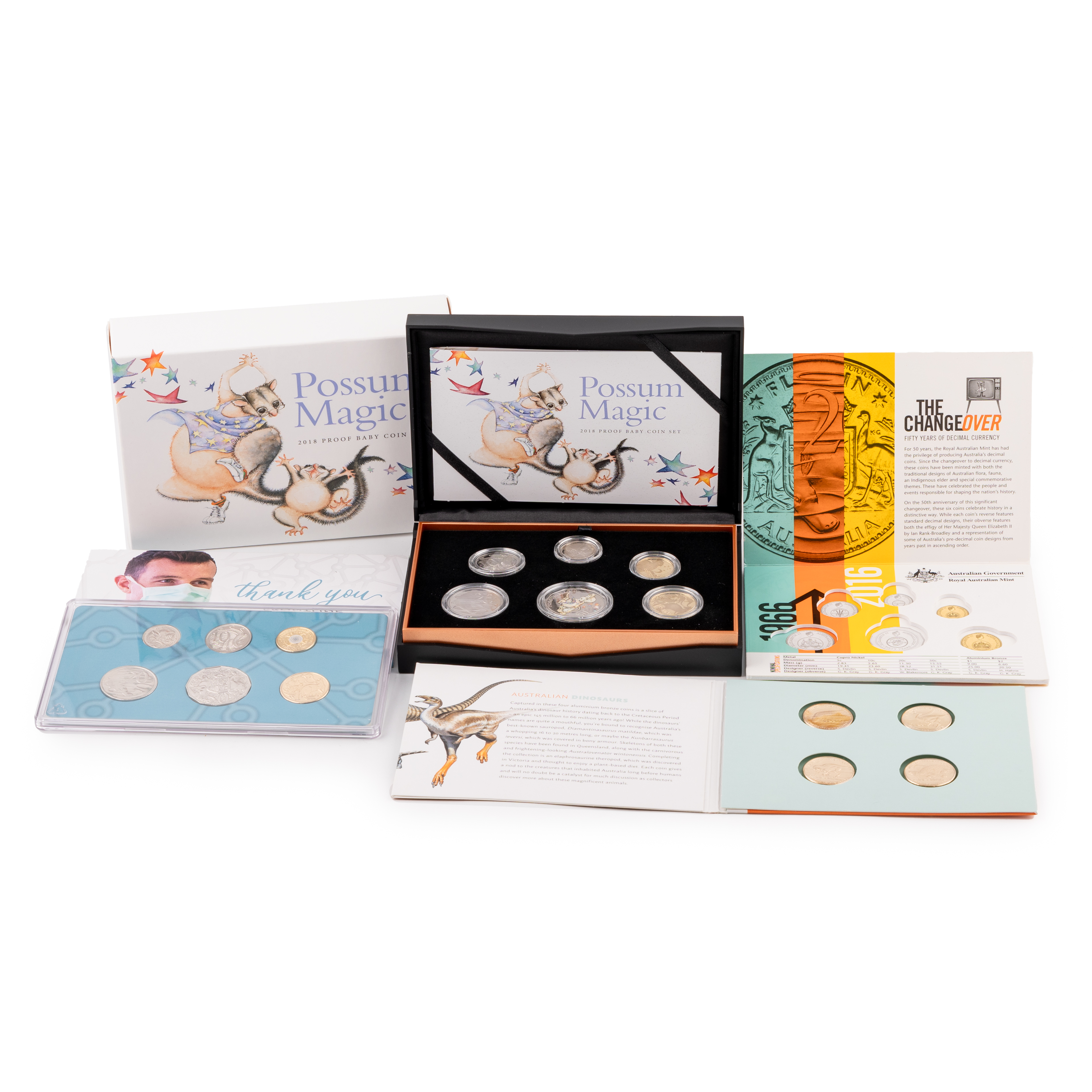 Elizabeth II, Possum Magic - Baby Coin Set, Five Cents - Two Dollars, 2018, FDC