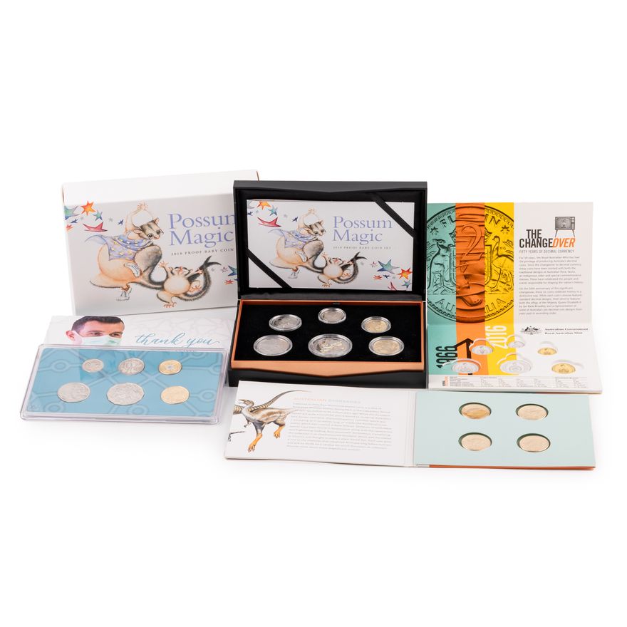 Elizabeth II, Possum Magic - Baby Coin Set, Five Cents - Two Dollars, 2018,  FDC