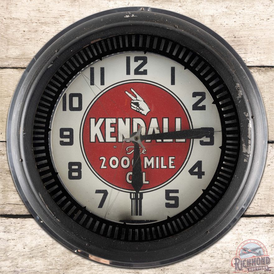 1947 Kendall The 2000 Mile Oil 22" Neon Spinner Advertising Clock