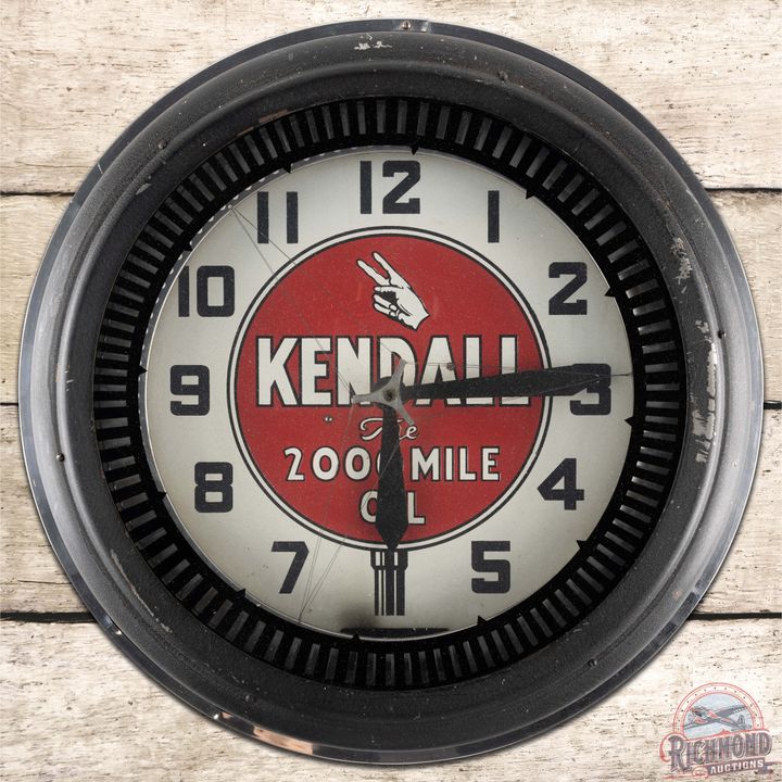 1947 Kendall The 2000 Mile Oil 22" Neon Spinner Advertising Clock