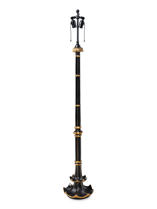 A Regency Style Painted and Parcel-Gilt Floor Lamp