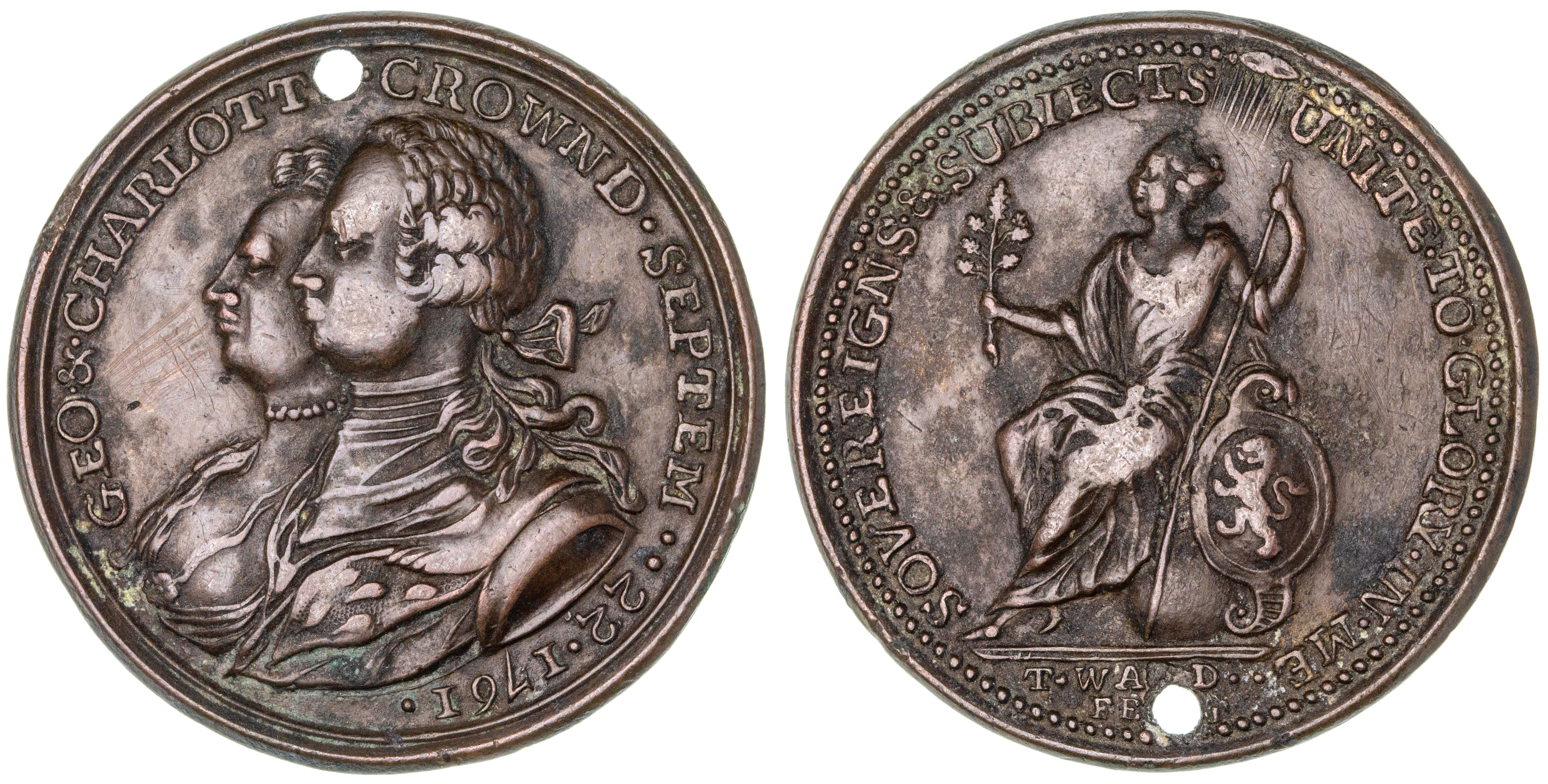 Great Britain, George III & Charlotte, Coronation Medal, 1761, VF