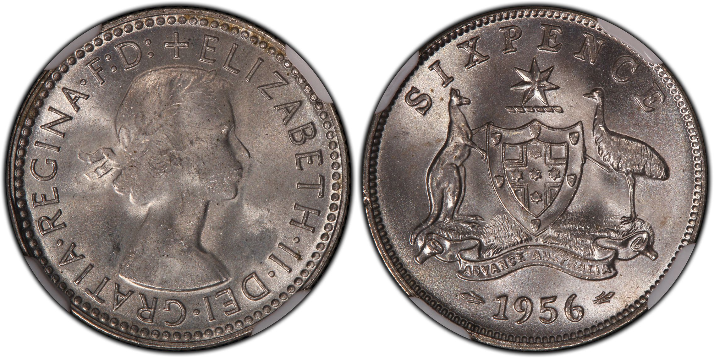 Elizabeth II, Sixpence, 1956, PCGS MS65