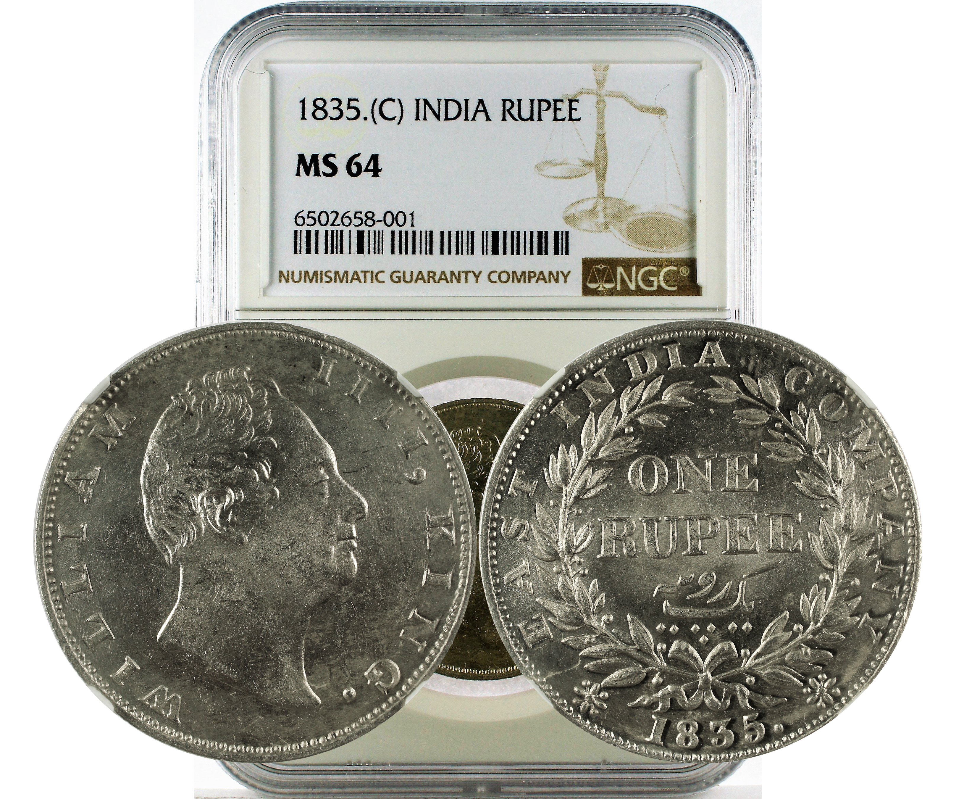 1835.(C) INDIA RUPEE MS 64