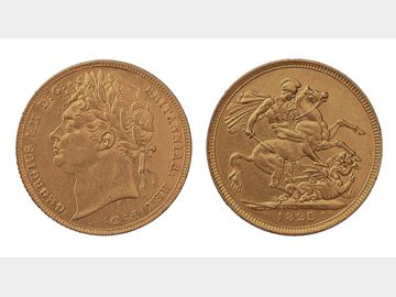 1825 King George IV Laurel Head Gold Sovereign. M.Marsh Varity R3