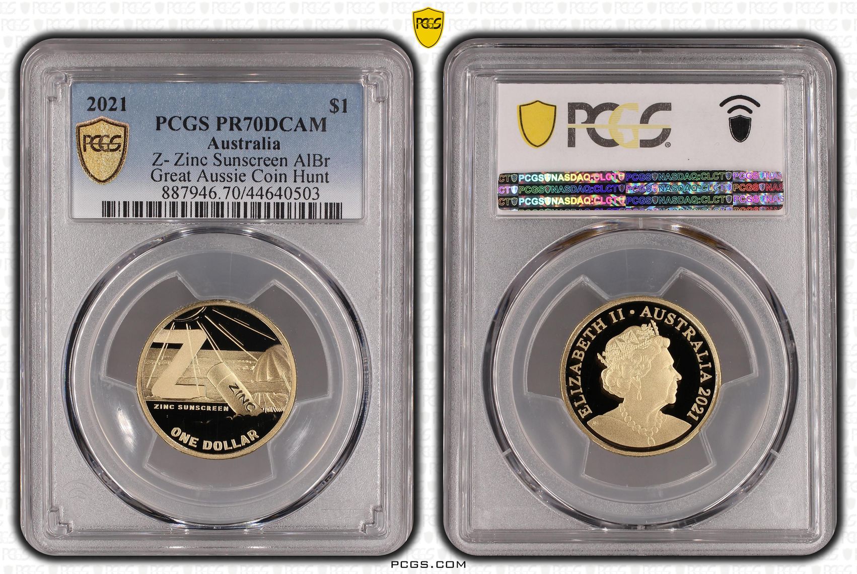 Elizabeth II, Z- Zinc Suncreen, One Dollar, 2021, PCGS PR 70DCAM