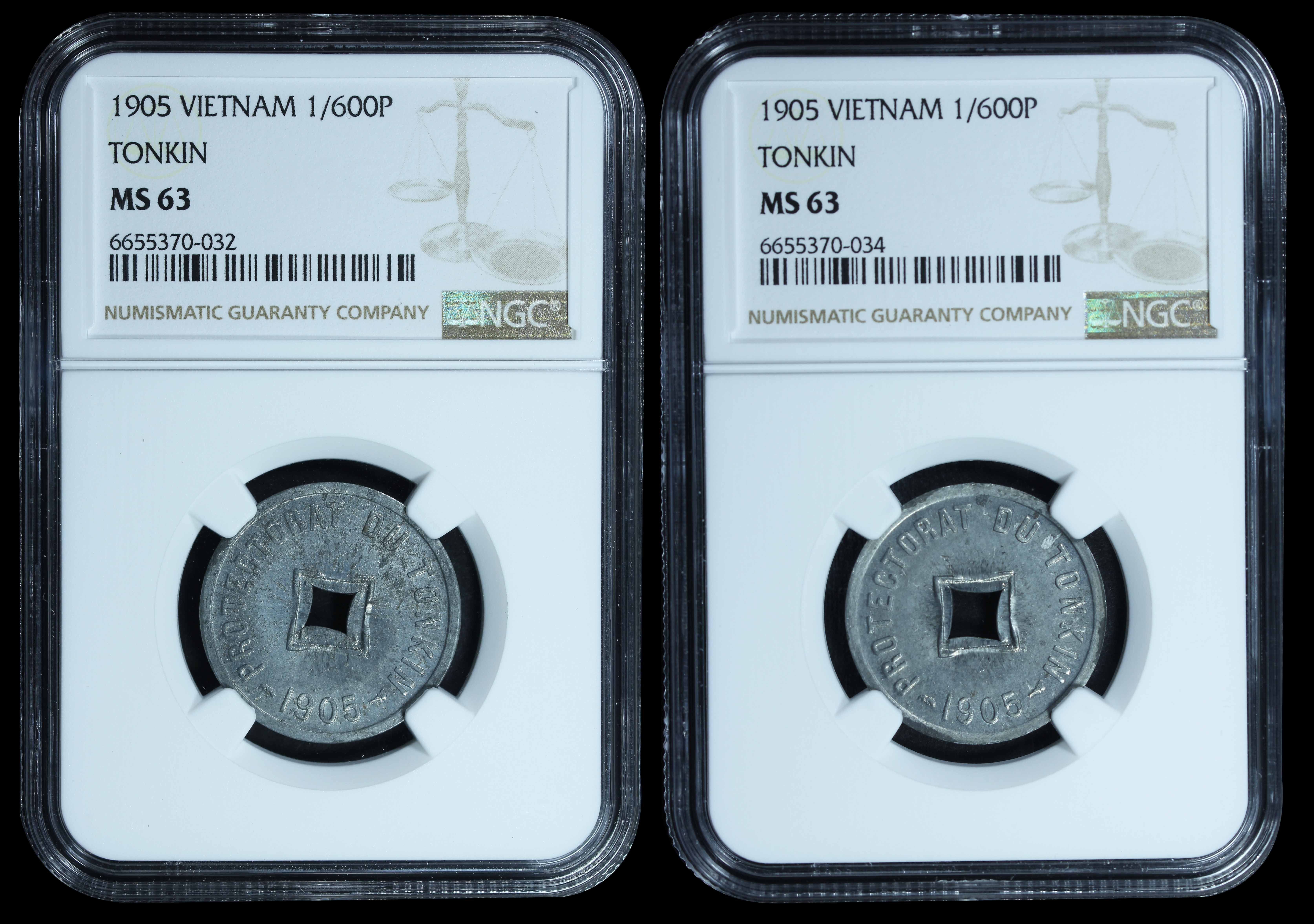 Vietnam, Tonkin, 1905, 1/600 Piastre, NGC MS63. | Unique