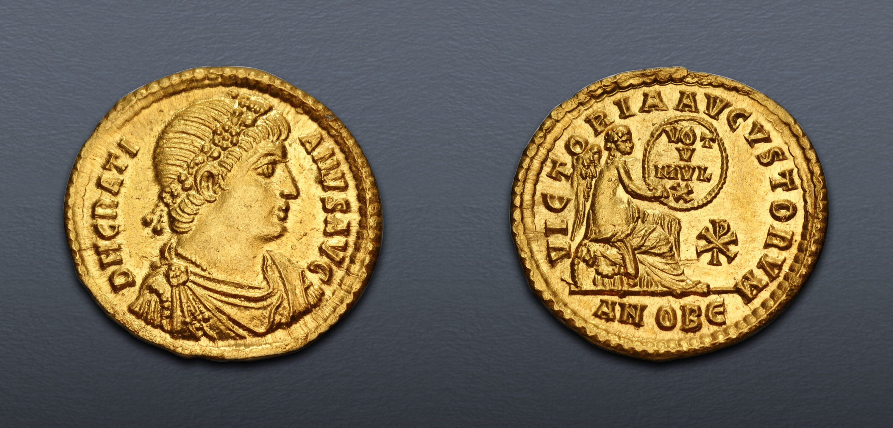 Gratian. AD 367-383. AV Solidus (21mm, 4.40 g, 6h). Antioch mint, 5th ...