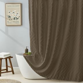 72"W X 72"L (PACK OF 12) LOTUS KAREN LINEN BOHO SHOWER CURTAIN 72 X 72 INCHES - MODERN TUFTED CHEVRON STRIPED BATHROOM SHOWER CURT