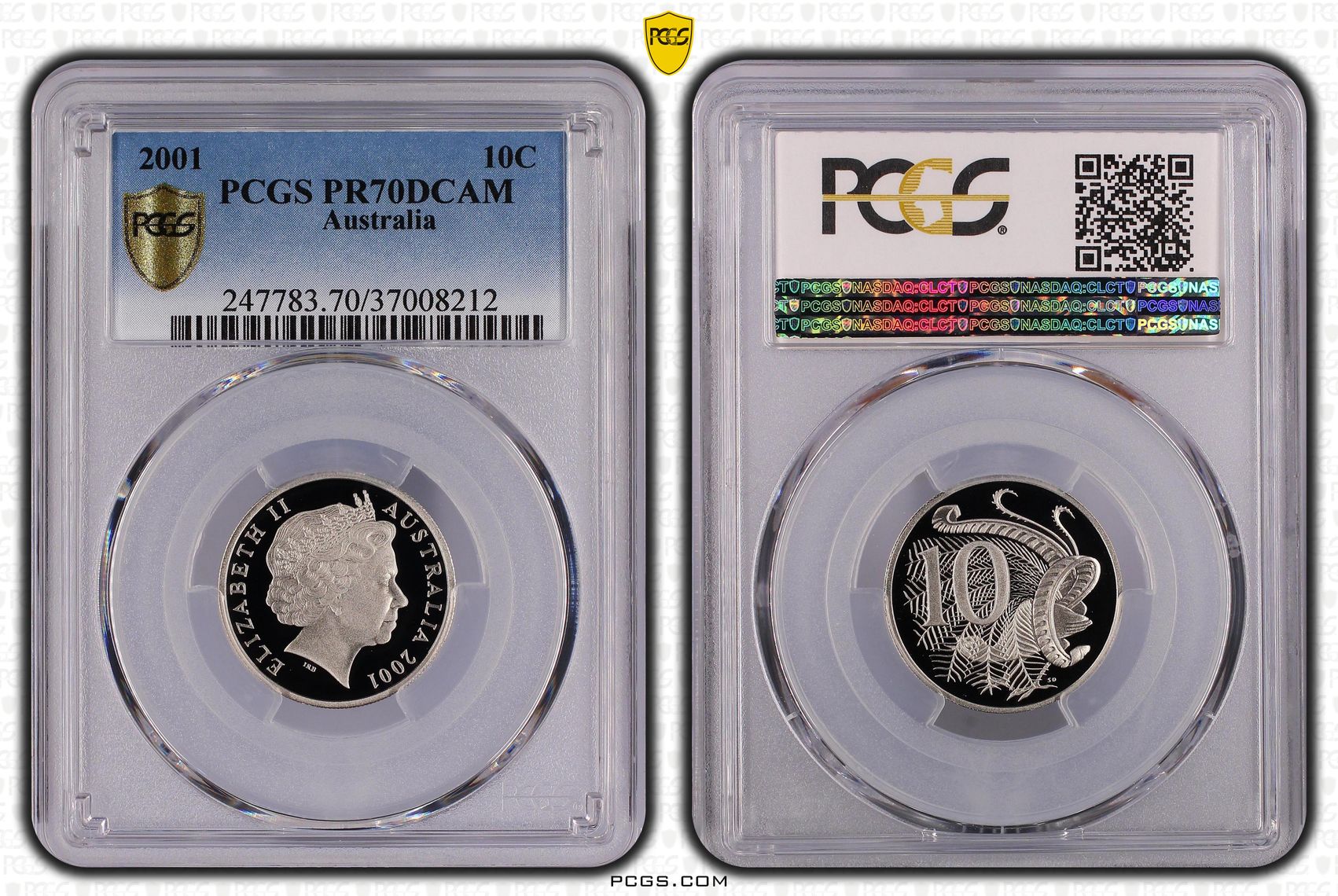 Elizabeth II, Ten Cent, 2001, PCGS PR70DCAM