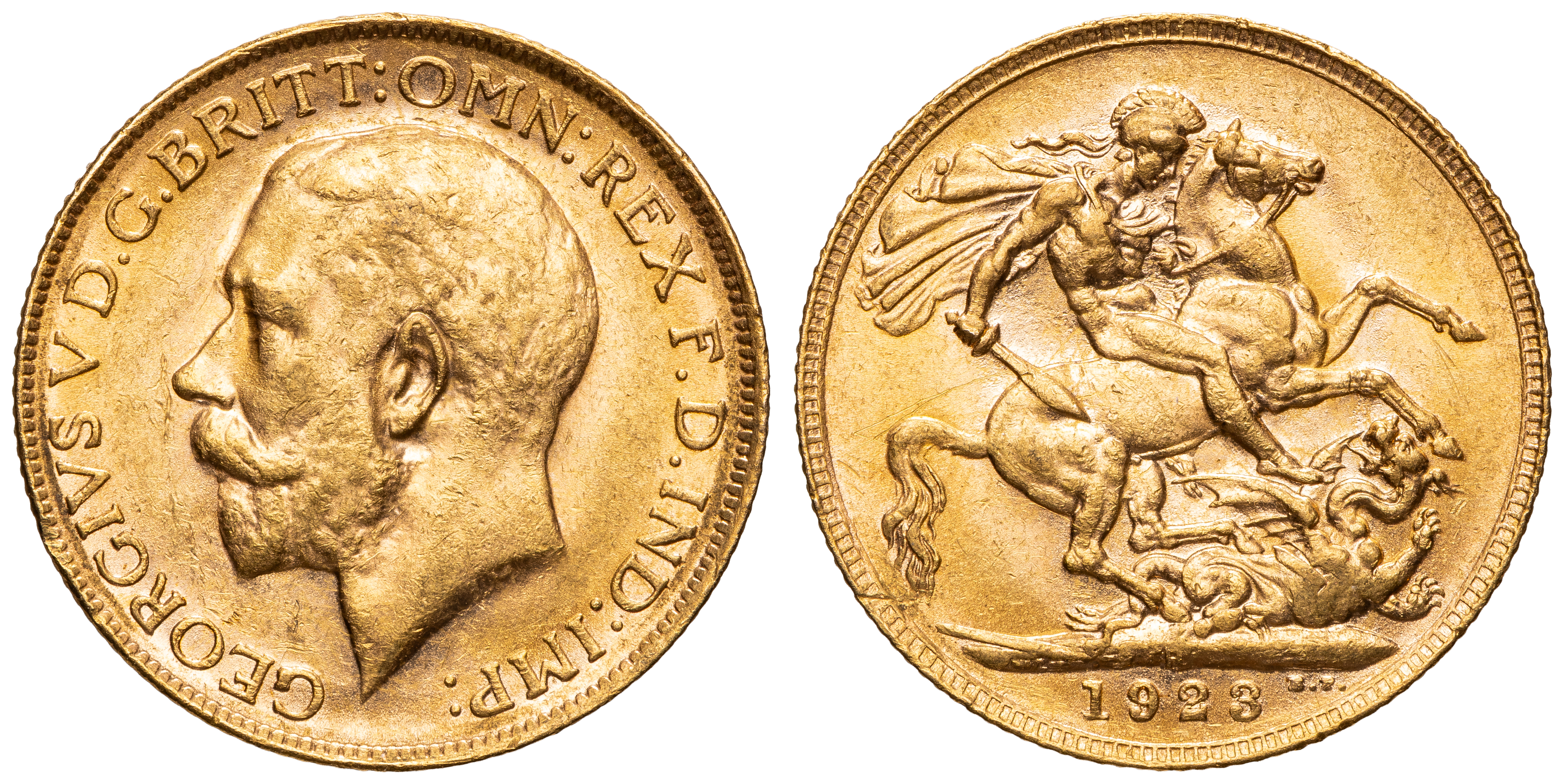 93 · George V, St George Reverse, Sovereign, 1923-P,  aUNC
