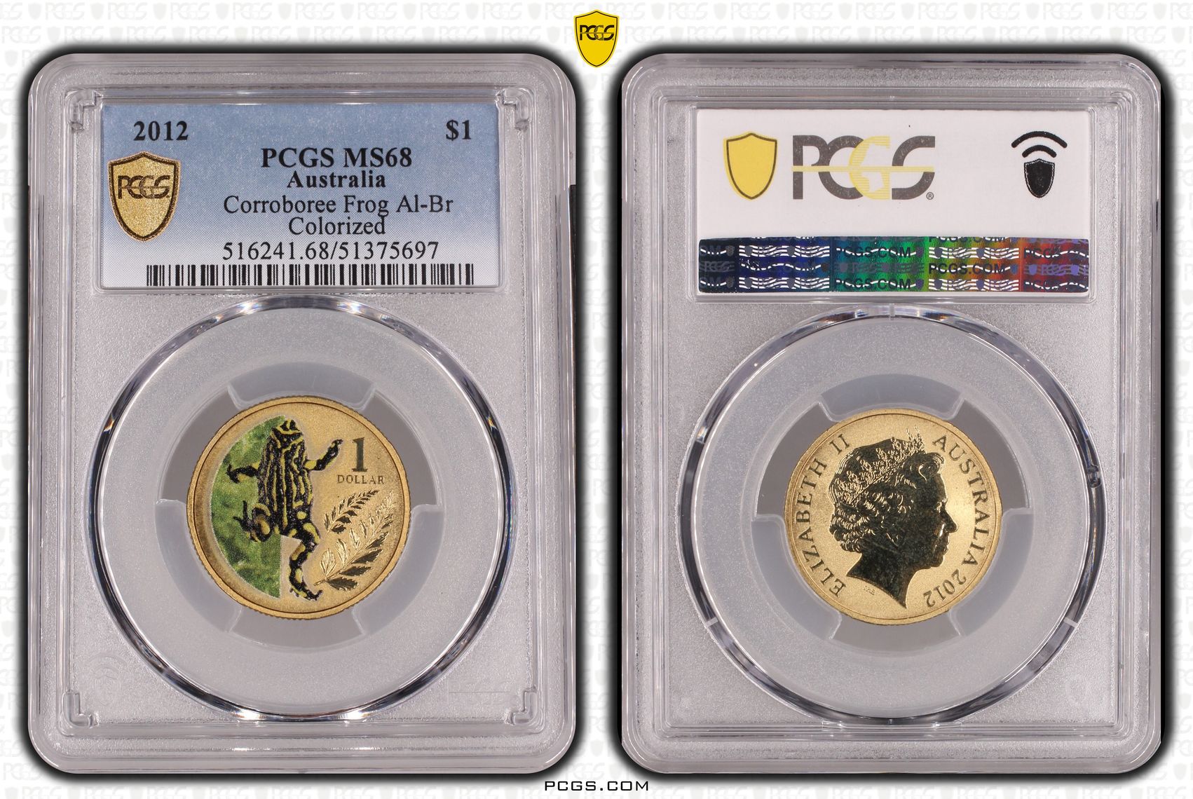 Corroboree Frog Al-Bronze, One Dollar, 2012, PCGS MS68