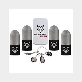 Sarafox V8 - Silver Fibre Gaming Finger Sleeves Metal Case PUBG Keychain - -51727/1070 B3 (S4)