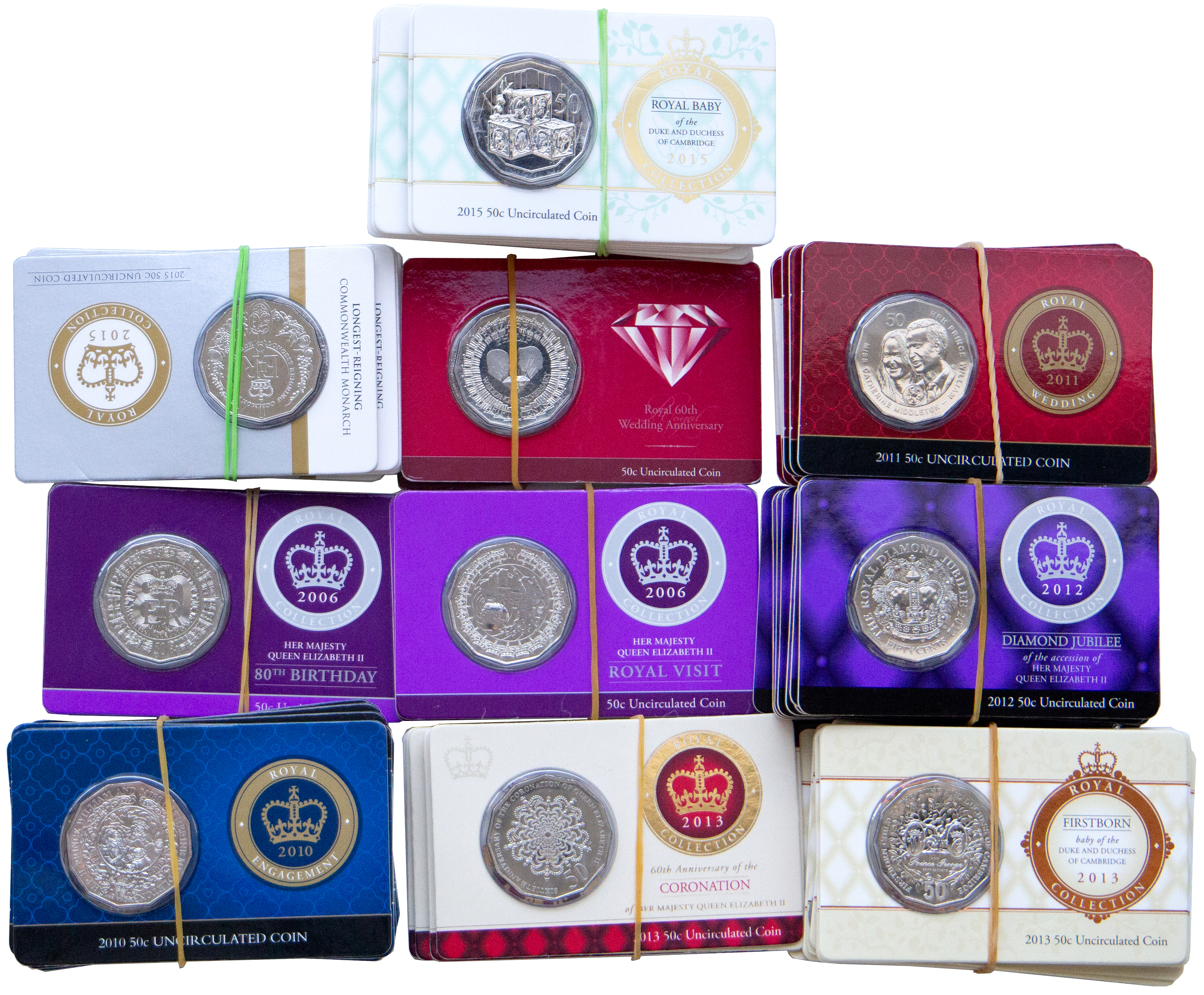 Elizabeth II, Fifty Cent Cards, 2006 - 2015, UNC