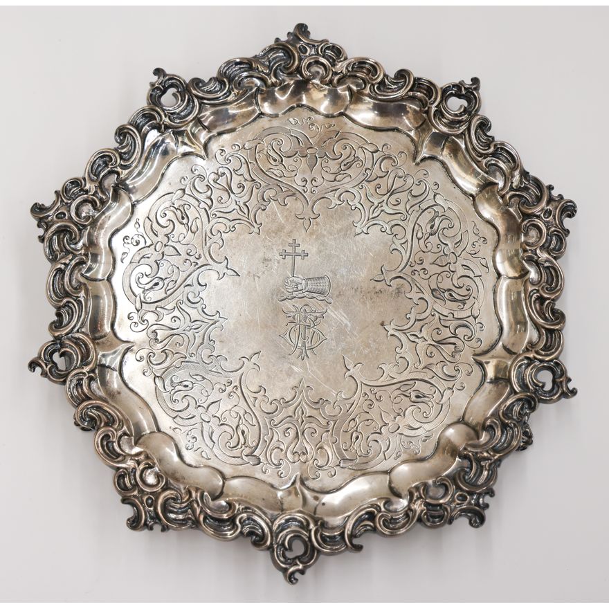 Victorian Ornate Silver Salver by Joseph & John Angell