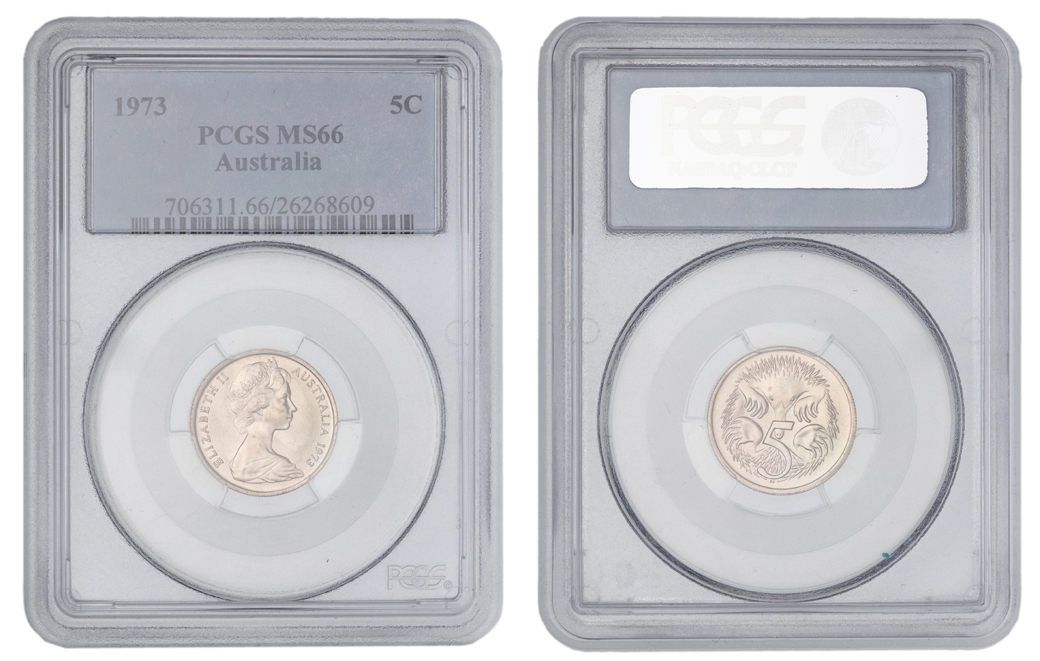 Elizabeth II, Five Cent, 1973, PCGS MS66