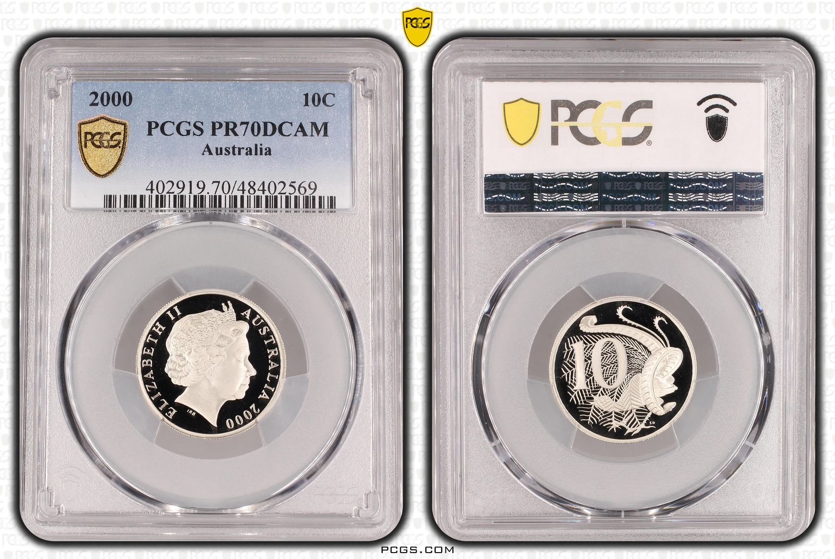 Elizabeth II, Ten Cent, 2000, PCGS PR70DCAM