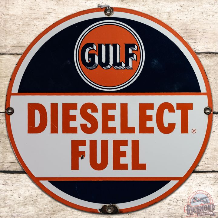 10.5" Gulf Dieselect Fuel SSP Pump Plate Sign - 8.75