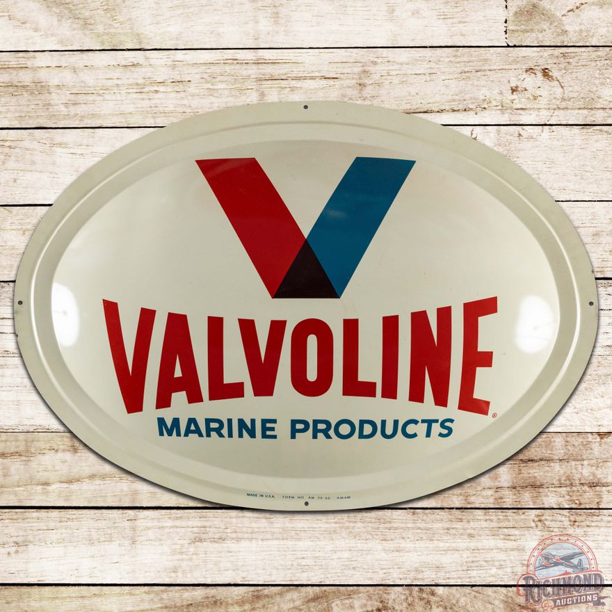 1960 Valvoline Marine Oil Products Convex Bubble Sign w/ Logo