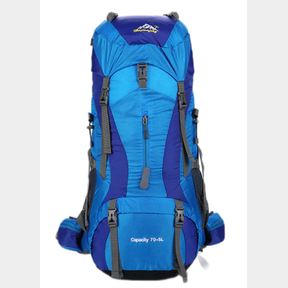 GARMANNA 75L MOUNTAIN HIKING CAMPING BACKPACK BAG WITH RAIN COVER - BLUE