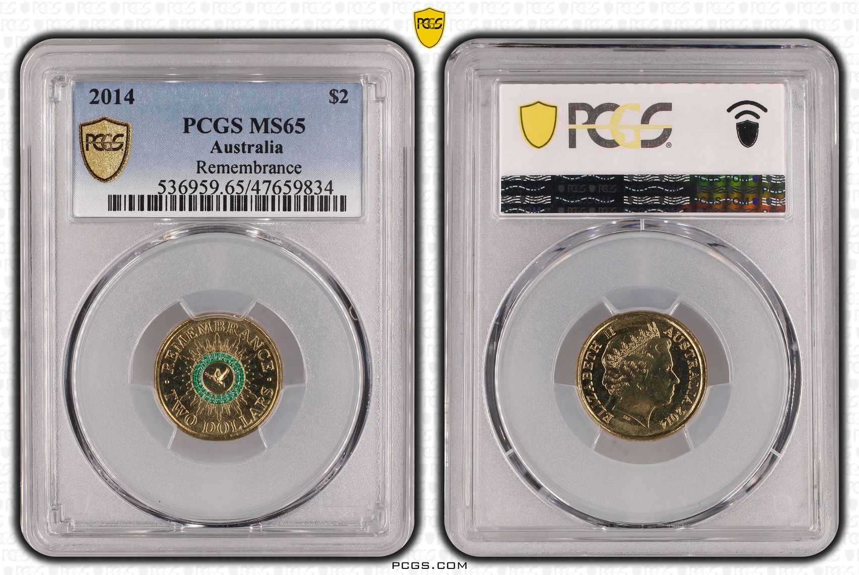 400 · Elizabeth II, Remembrance - Colorized , Two Dollar, 2014, PCGS MS65