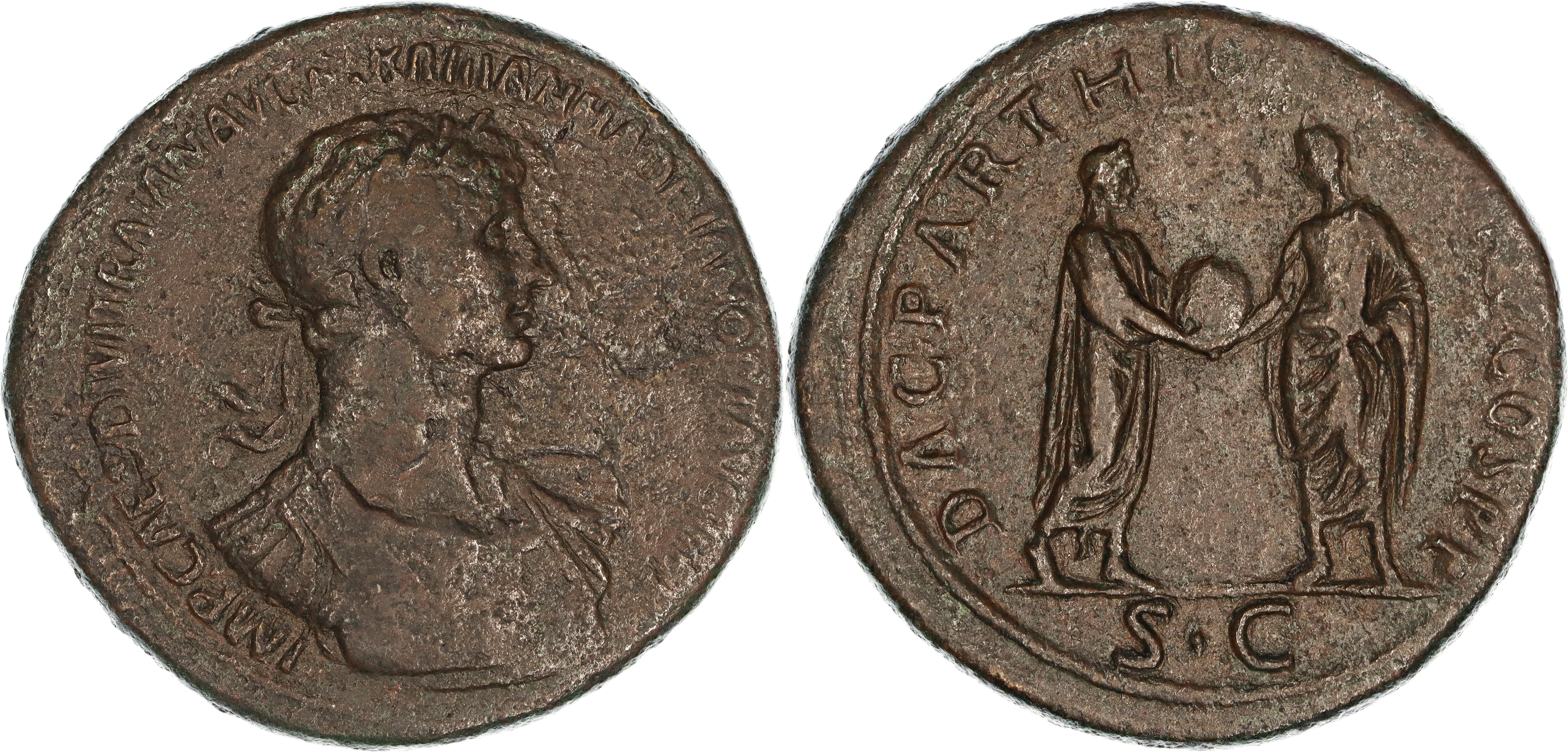 Roman Empire, Hadrian, Æ Sestertius, 117 AD, gF-nVF