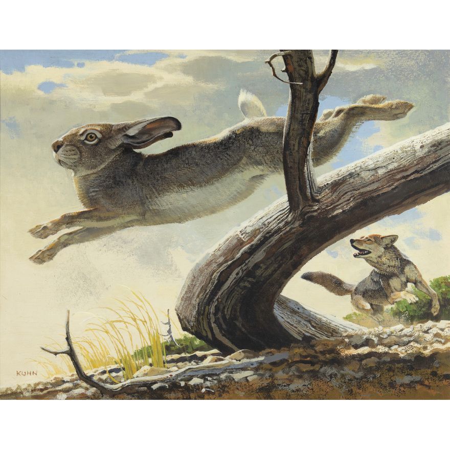 Bob Kuhn (1920-2007), Jack Rabbit and Coyote