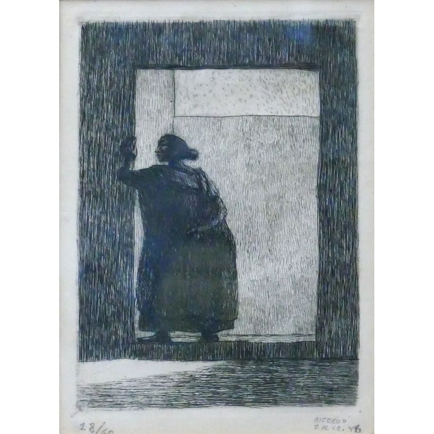 Alfredo Zalce (Mexican) ''Yucateca'' S/N Etching Framed 12.5''x9.5''
