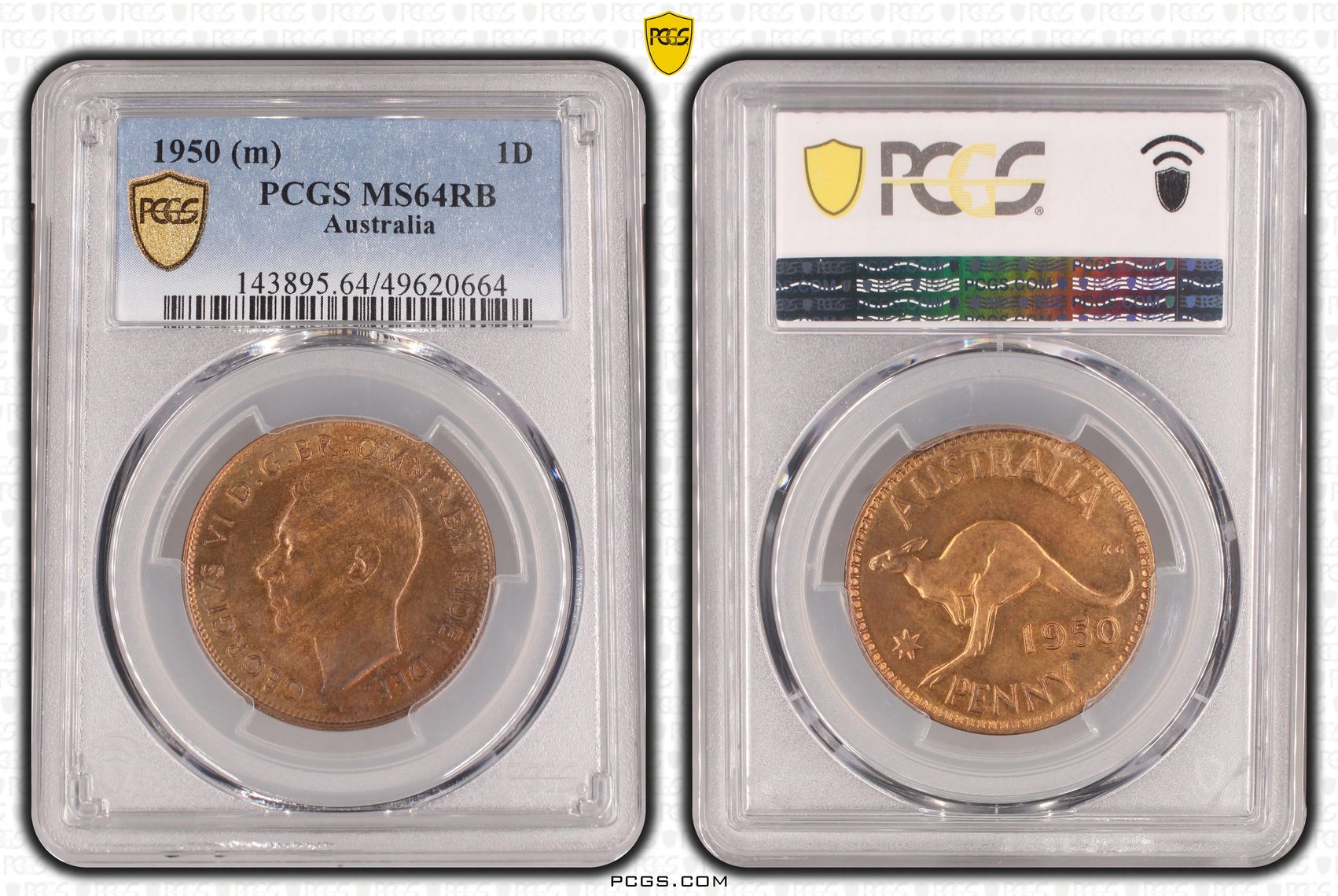 George VI, Penny, 1950, PCGS MS64RB