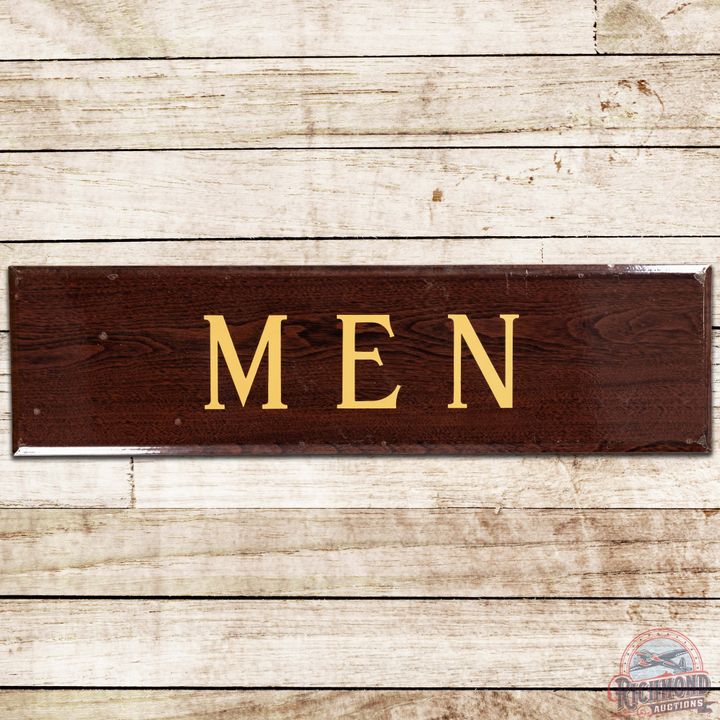 Texaco Men Rest Room Woodgrain SS Porcelain Sign