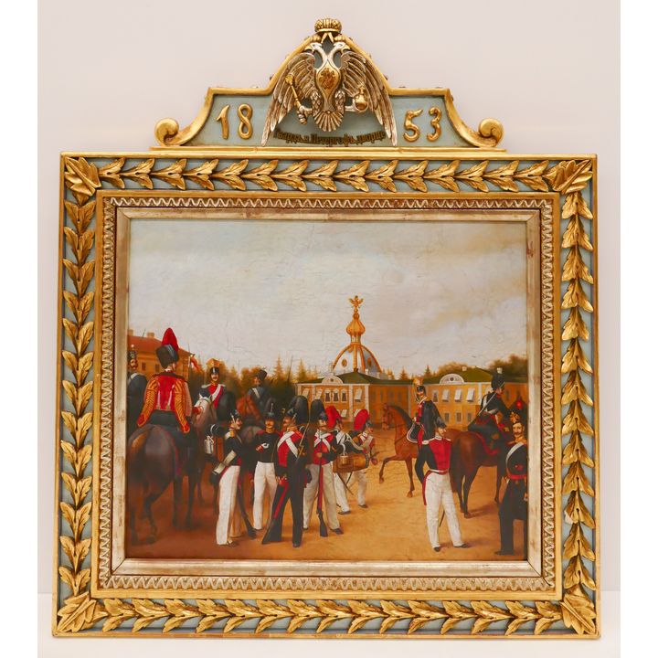 Modern Russian Imperial Lacquered Wood Plaque- 20x17''