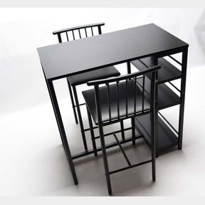 Bar Table & Chairs Set For 2 With 3 Storage Shelves