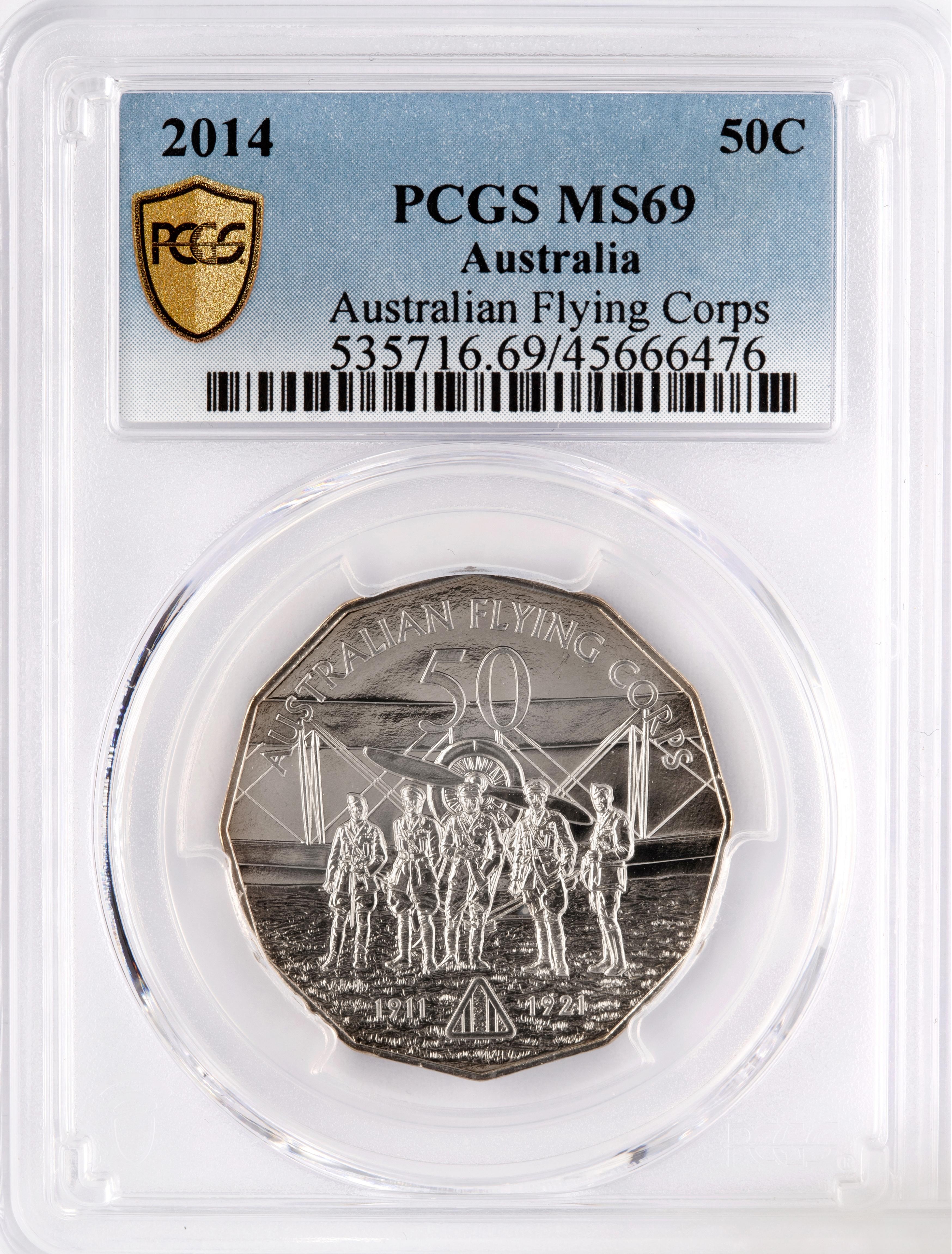 Australian Flying Corps, Fifty Cent, 2014, PCGS MS69