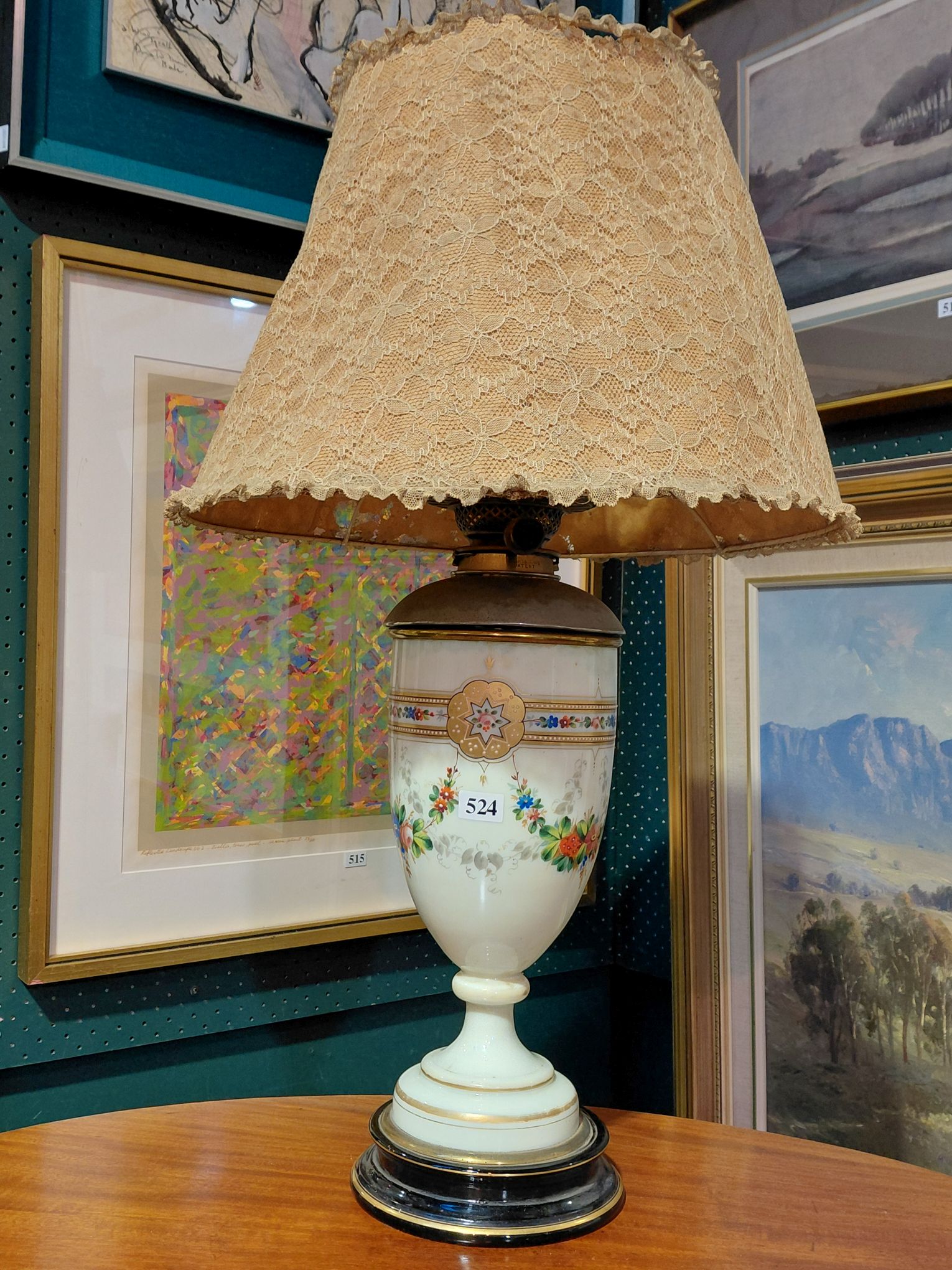 524 · VICTORIAN DUPLEX URANIUM GLASS OIL LAMP