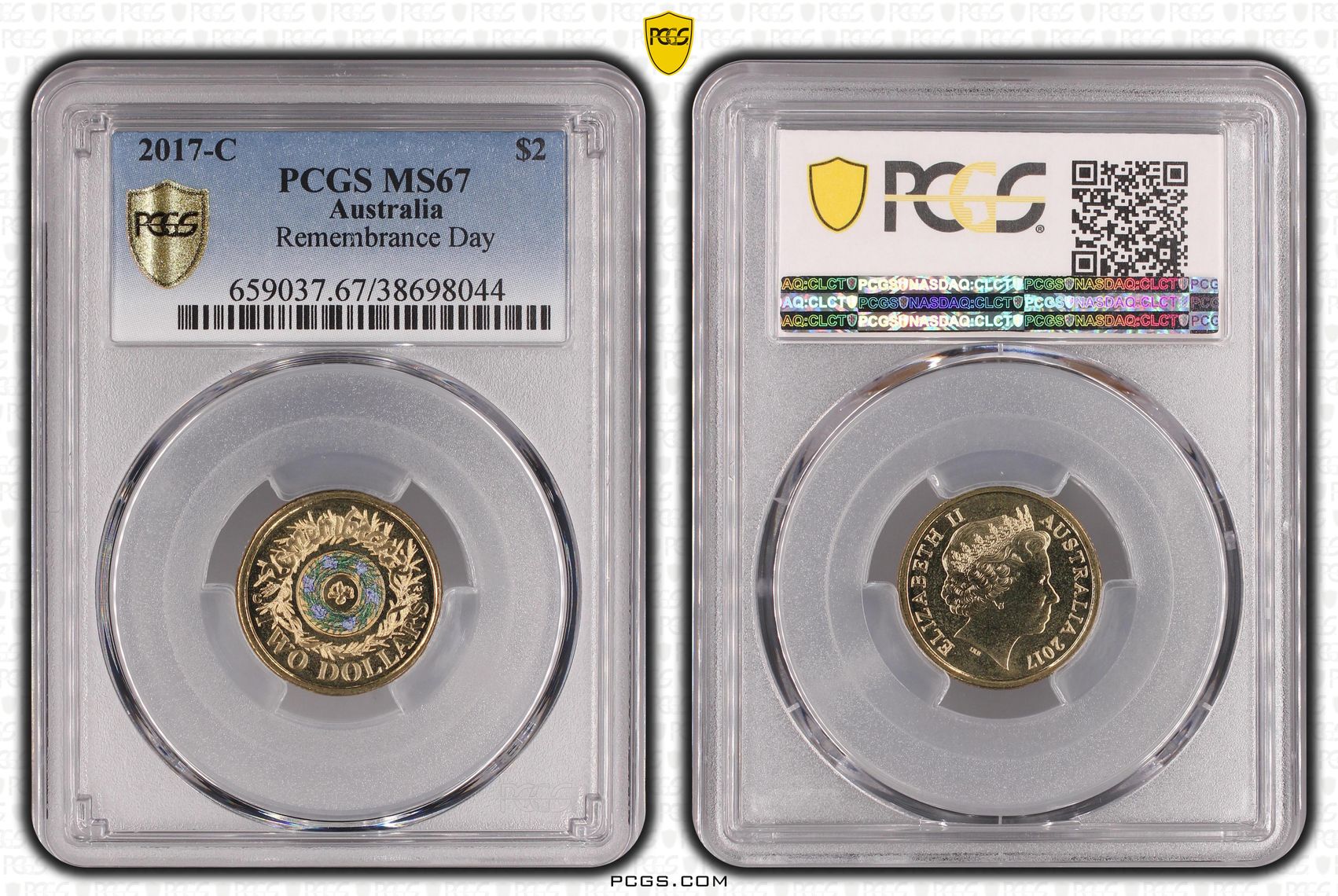 2017-C Australia Two Dollar, $2 Remembrance Day PCGS - MS67 -044