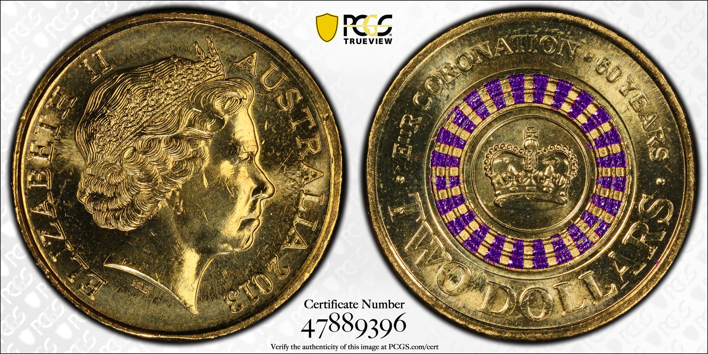 Coronation Colorized, Two Dollar, 2013, PCGS MS65