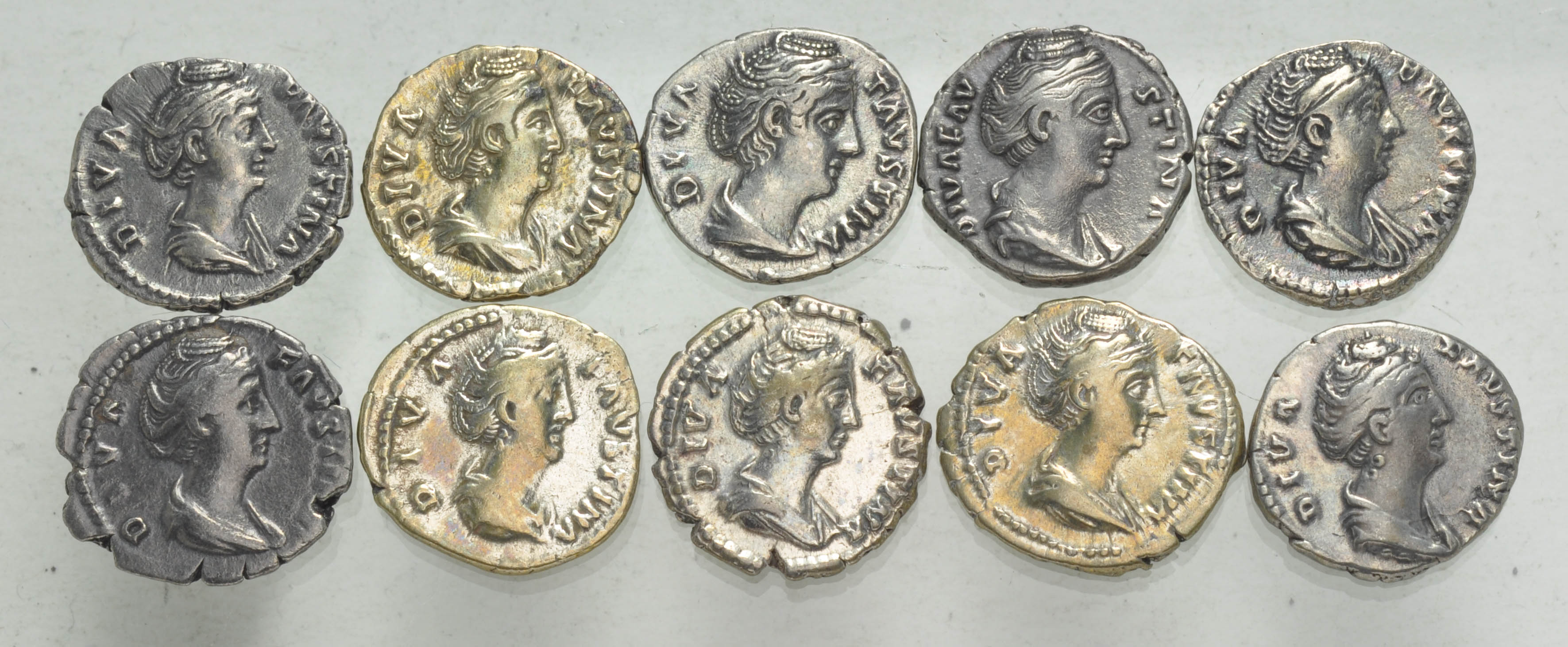ROMAN. Imperial. Lot of ten (10) AR Denarii of Diva Faustina Senior ...