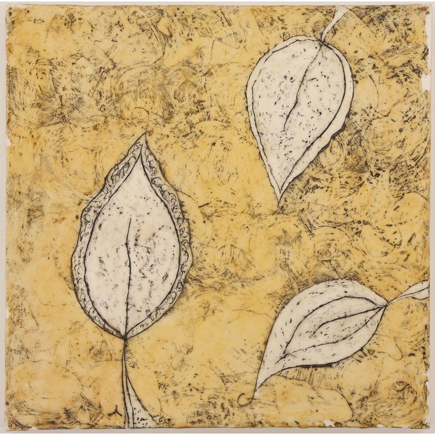 Stephanie Hargrove ''Leaf'' Encaustic on Canvas 12''x12''