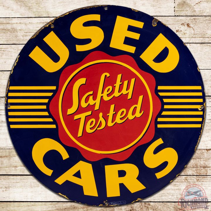 Oldsmobile Safety Tested Used Cars 36" SS Porcelain Sign