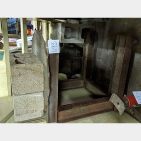 I-beam table with gear top, wheels for mobility