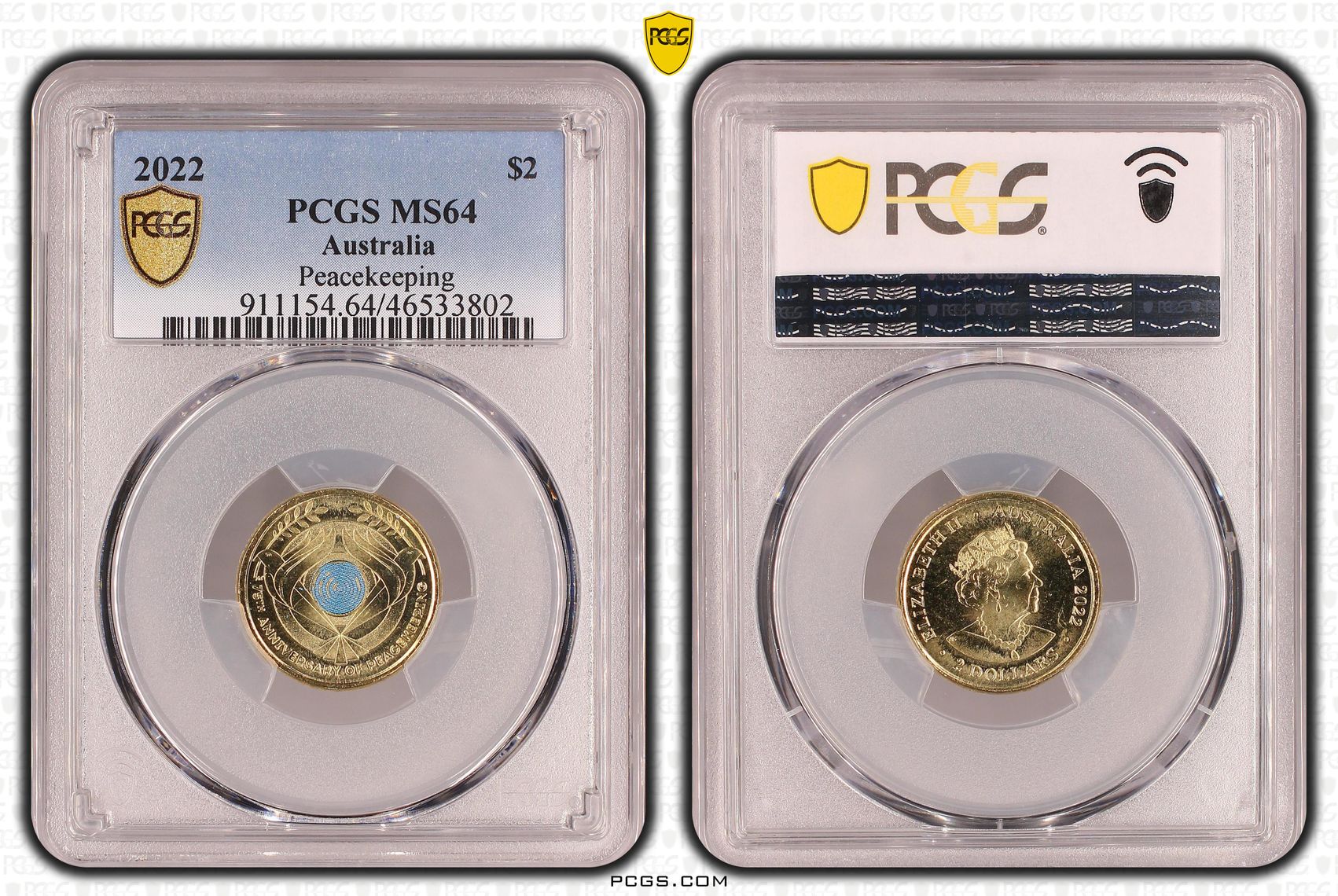 Elizabeth II, Peacekeeping - Colorized , Two Dollar, 2022, PCGS MS64