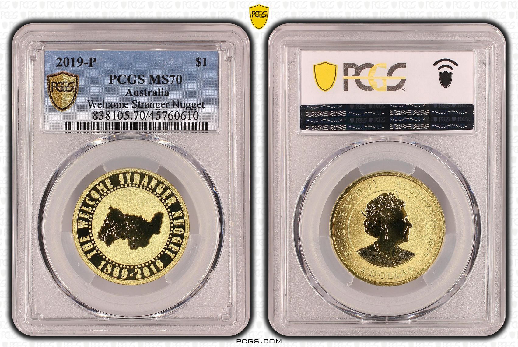 Welcome Stranger Nugget, One Dollar, 2019-P, PCGS MS70
