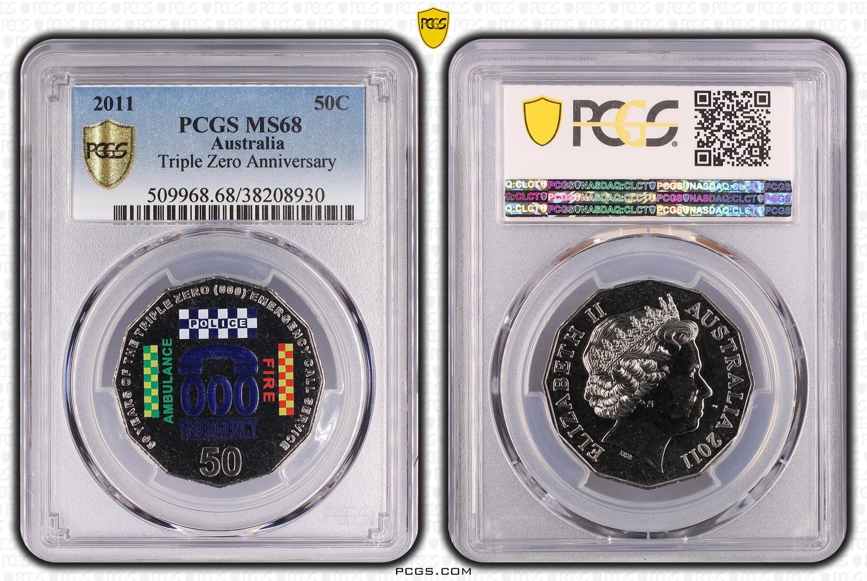 Triple Zero Anniversary Colorized, Fifty Cent, 2011, PCGS MS68