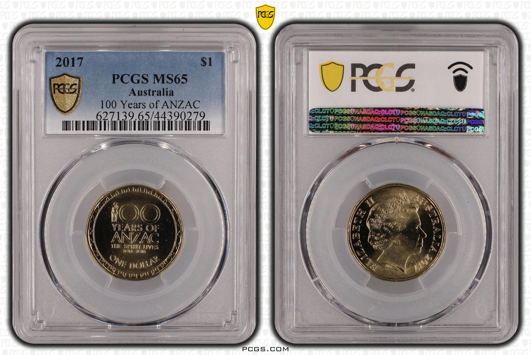 100 Years of ANZAC, One Dollar, 2017, PCGS MS65