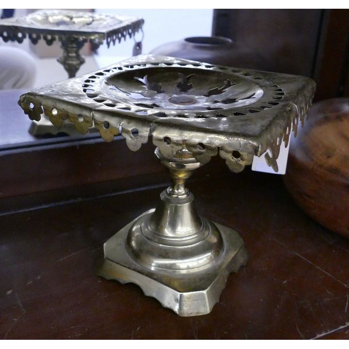 Antique English Brass Pedestal Trivet- 7''