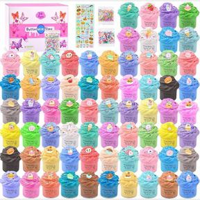 68 PACK VALENTINE'S DAY MINI BUTTER SLIME KIT, SCENTED BULK SLIME PARTY FAVOR GIFTS, BIRTHDAY EASTER STRESS RELIEF TOY FOR GIRLS A