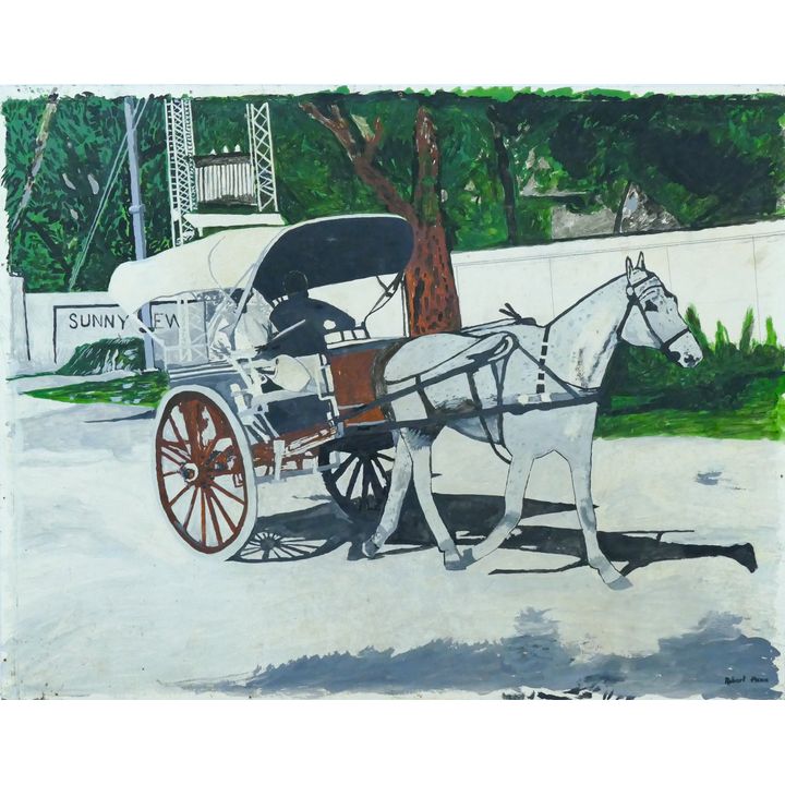 Robert Pierce ''Sunnyview Coach'' Oil on Masonite 21.5''x28''