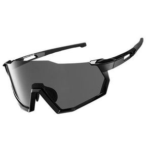 Rock Stylish Polarized Multi-Lens Cycling Sports Glasses - Black - Unisex