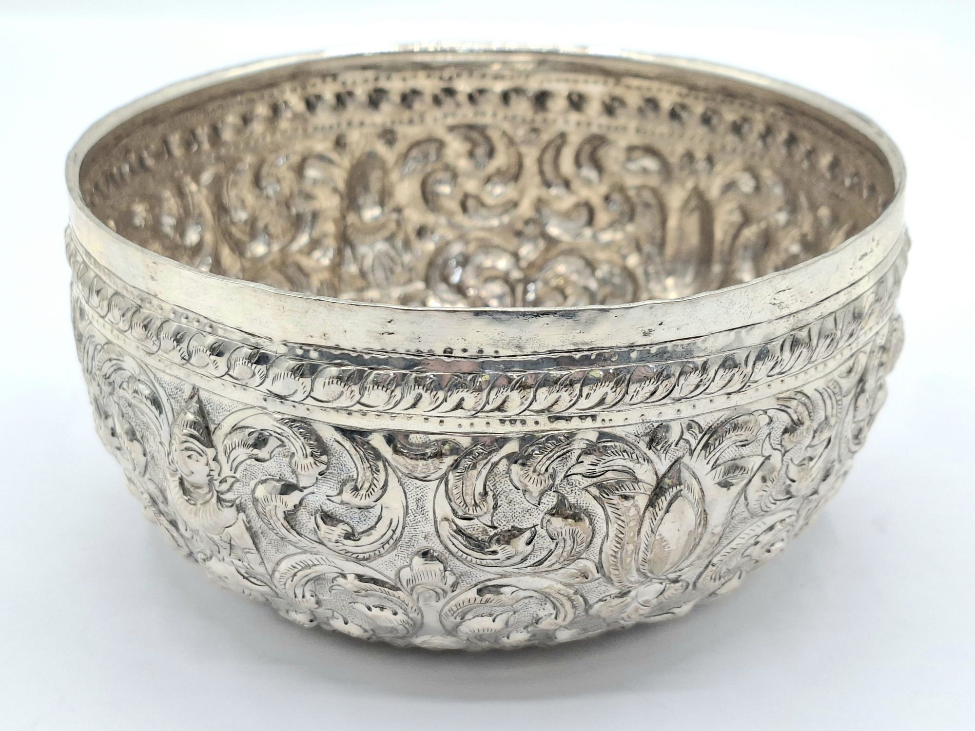 137 · THAI SILVER EMBOSSED SERVING BOWL